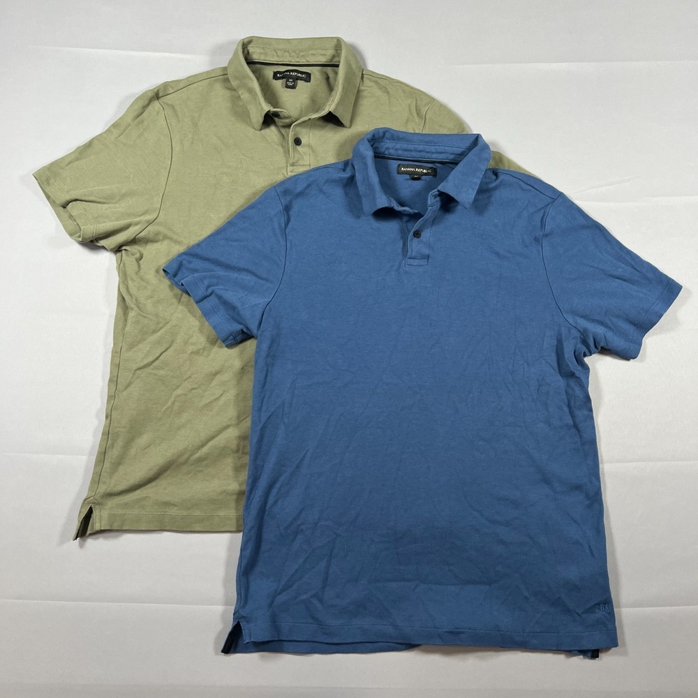 Set Of 2 Banana Republic Luxury Touch Polo Shirt Mens M Multicolor Straight Hem